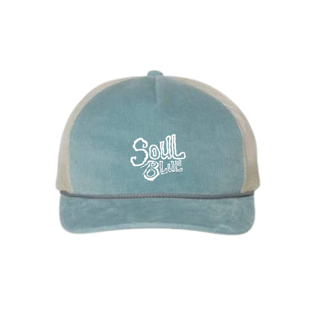 Soul Blue Embroidered Corduroy Trucker Hat image 0