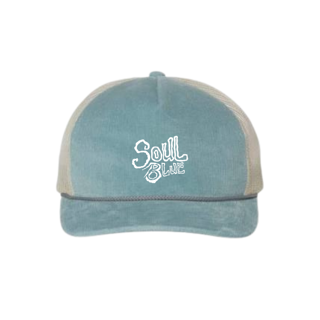 Soul Blue Embroidered Corduroy Trucker Hat image 0