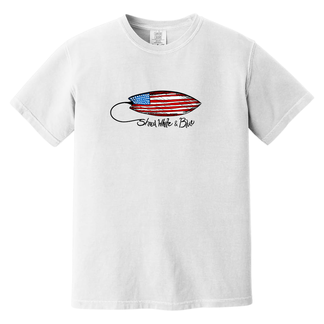 Kids Shred White and Blue Tee image 0